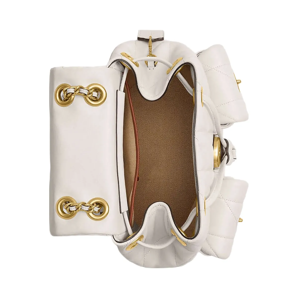 Coach Tabby Backpack With Pillow Quilting Nappa Leather-Brass-Chalk