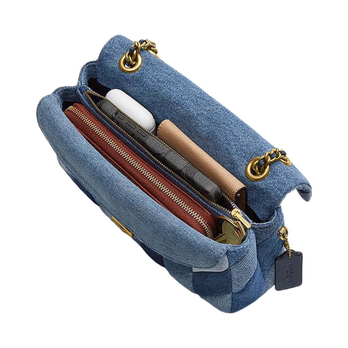 Coach Tabby Shoulder Bag 26 With Patchwork Quilting Denim-Brass-Denim