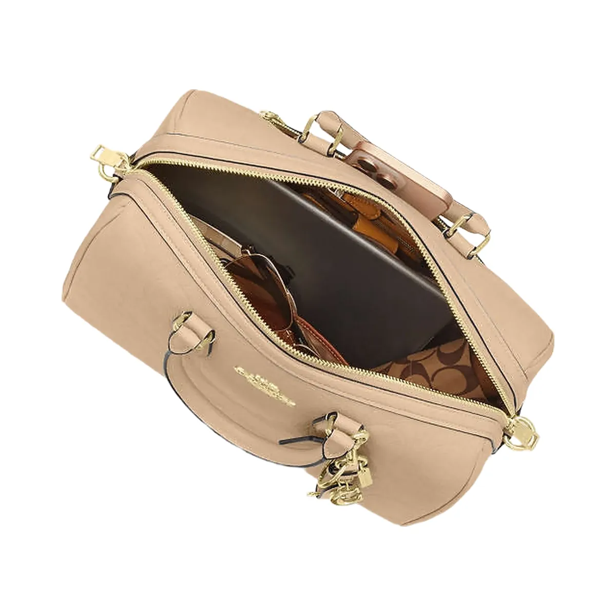 Coach Rowan Large Satchel Bag In Signature Leather Pebbled Leather-Im-Oat