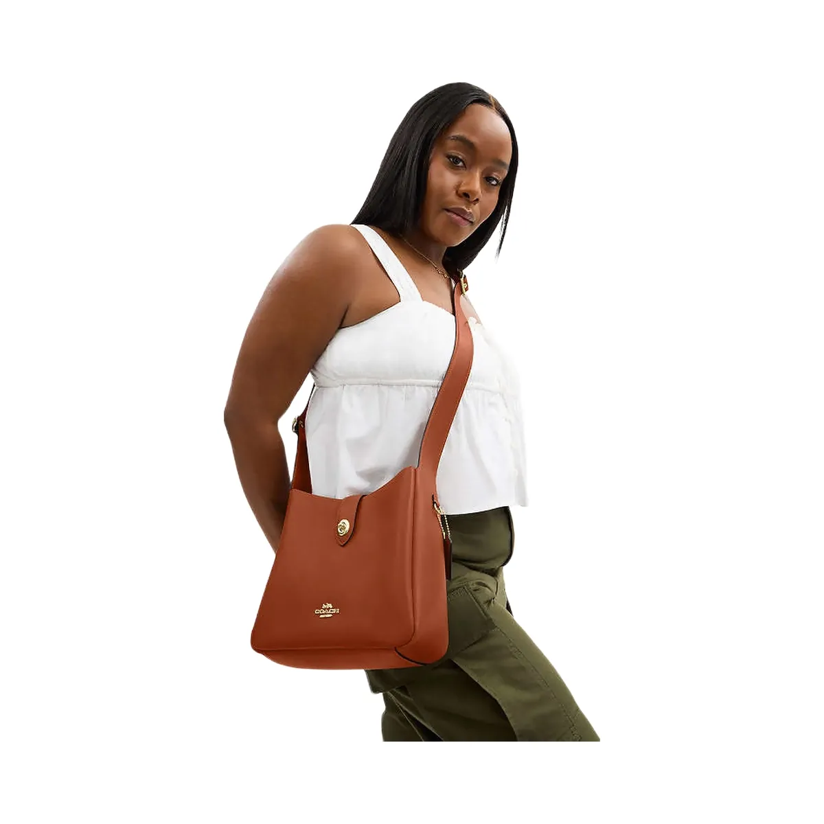 Coach Hadley Convertible Crossbody Smooth Leather-Gold-Tan