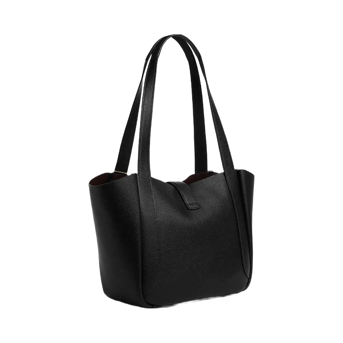 Coach Hadley Turnlock Tote Bag Pebbled Leather-Gold-Black