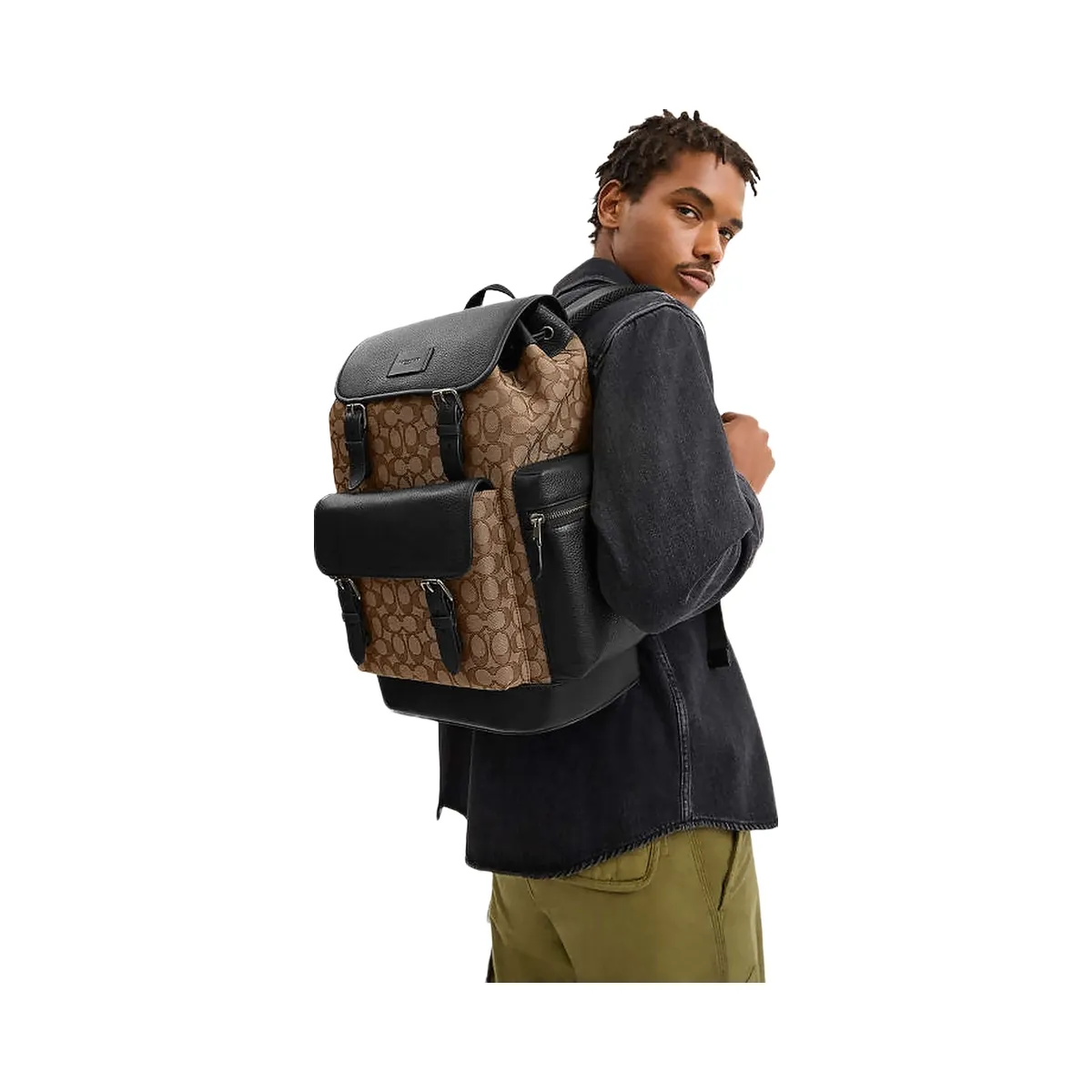 Coach Sprint Backpack In Signature Jacquard Signature Jacquard-Qb-Tan-Black