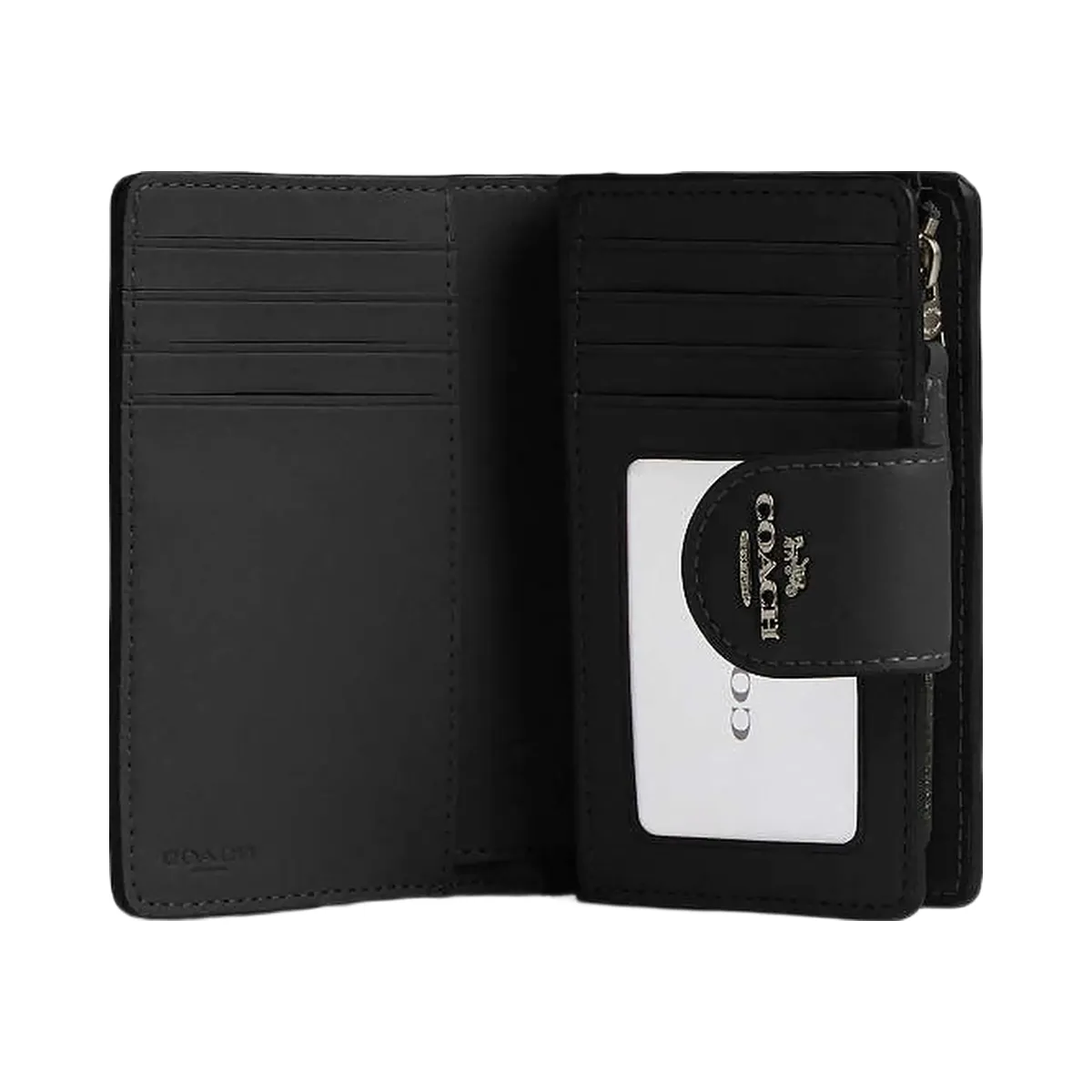 Coach Medium Corner Zip Wallet In Signature Canvas Signature Canvas-Gunmetal-Charcoal-Black