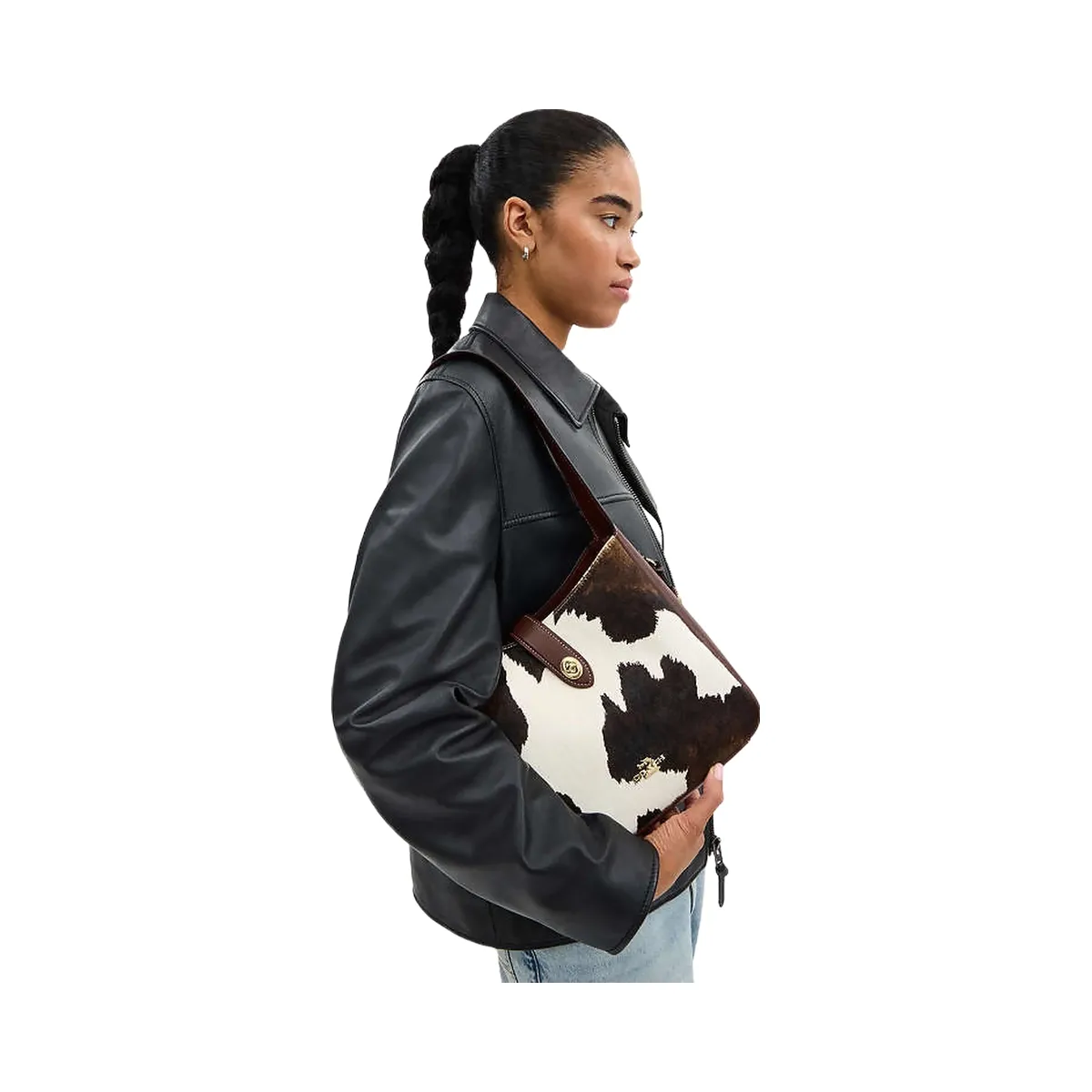 Coach Hadley Convertible Crossbody Bag With Cow Print And Tassel Cow Printed Haircalf-Im-Cow Multi