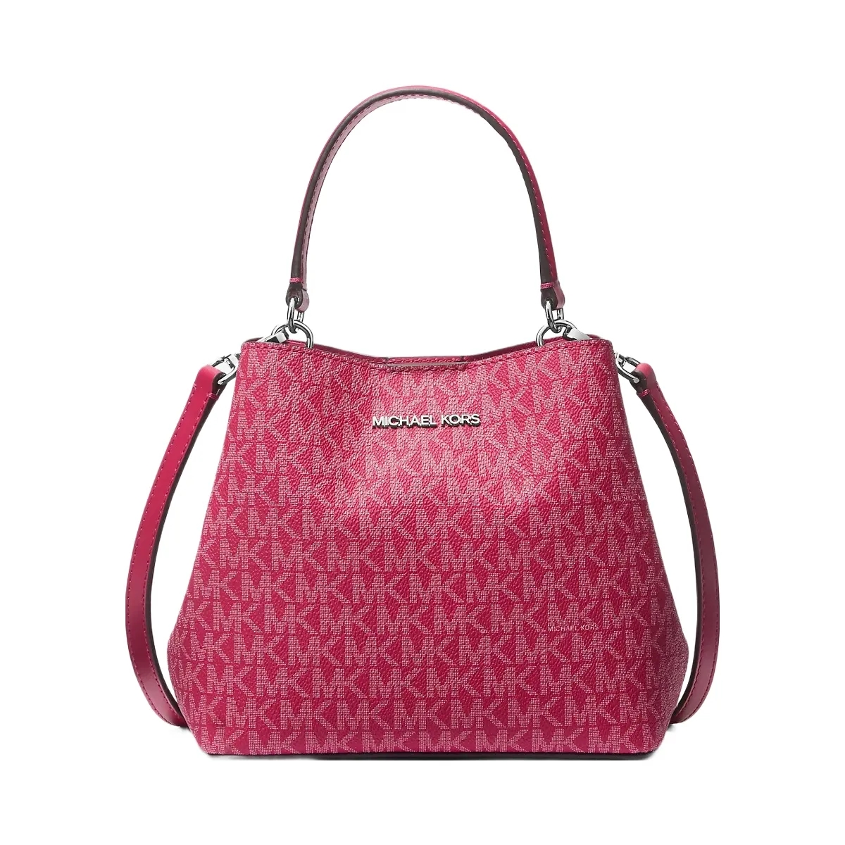 Michael Kors Pratt Small Signature Logo Convertible Shoulder Bag Dk Raspberry