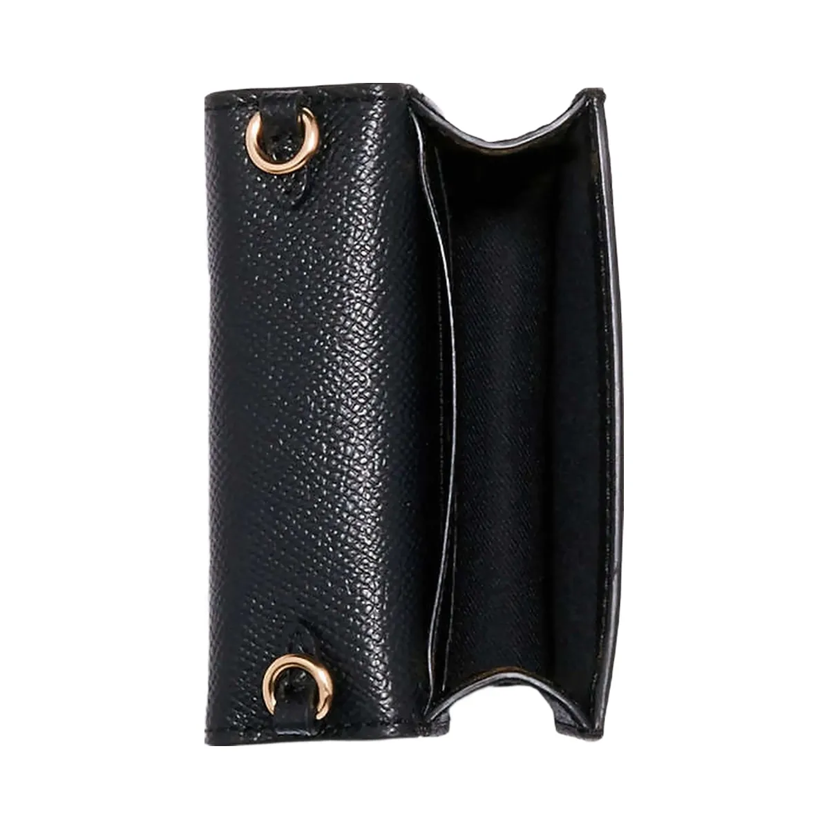 Coach Mini Wallet On A Chain Crossgrain Leather-Gold-Black