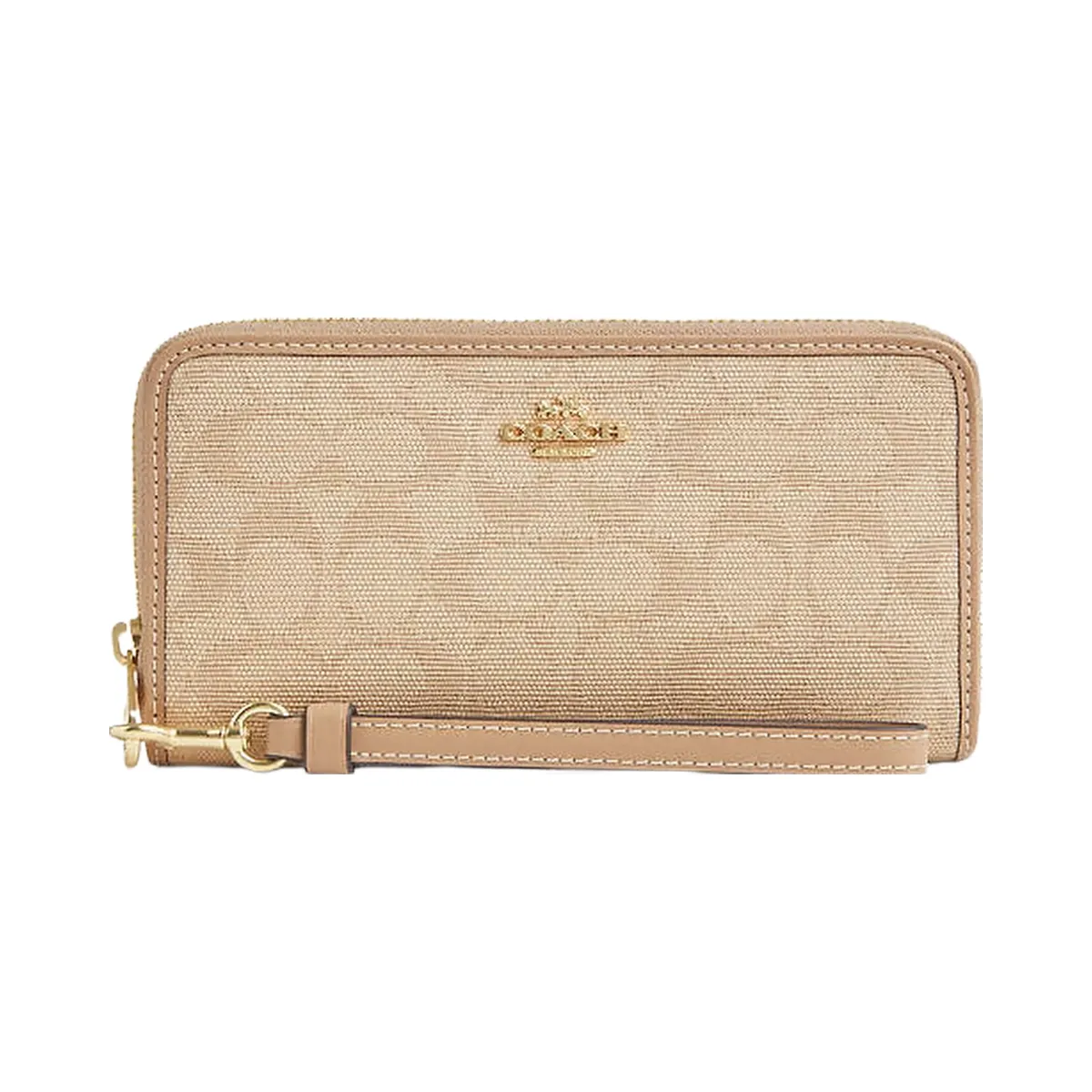 Coach Long Zip Around Wallet With Signature Canvas Im-Dark Natural Multi