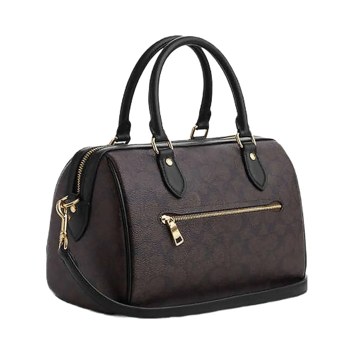 Coach Rowan Satchel Bag In Signature Canvas Signature Canvas-Gold-Walnut-Black