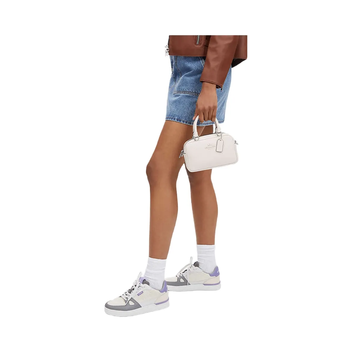 Coach Satchel Crossbody Smooth Leather-Silver-Chalk