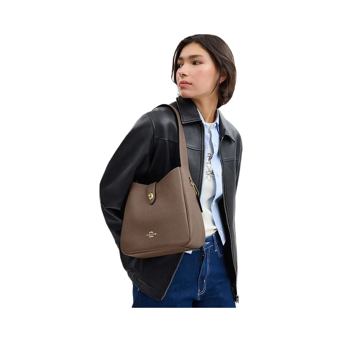 Coach Hadley Convertible Crossbody Bag Pebbled Leather-Gold-Dark Stone