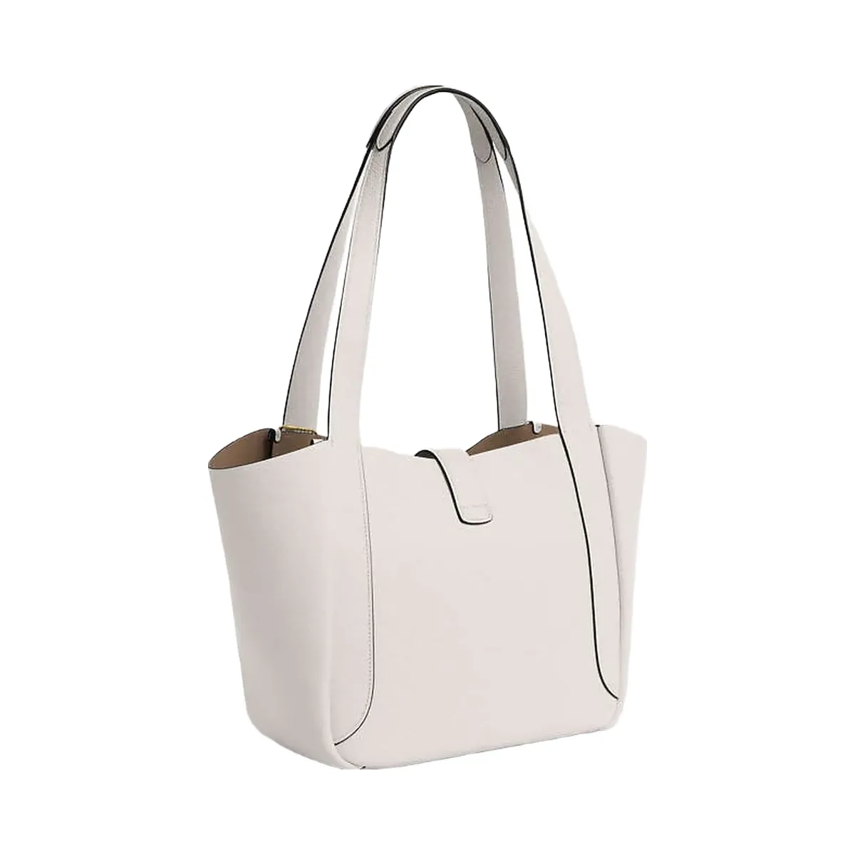 Coach Hadley Turnlock Tote Bag Pebbled Leather-Gold-Chalk