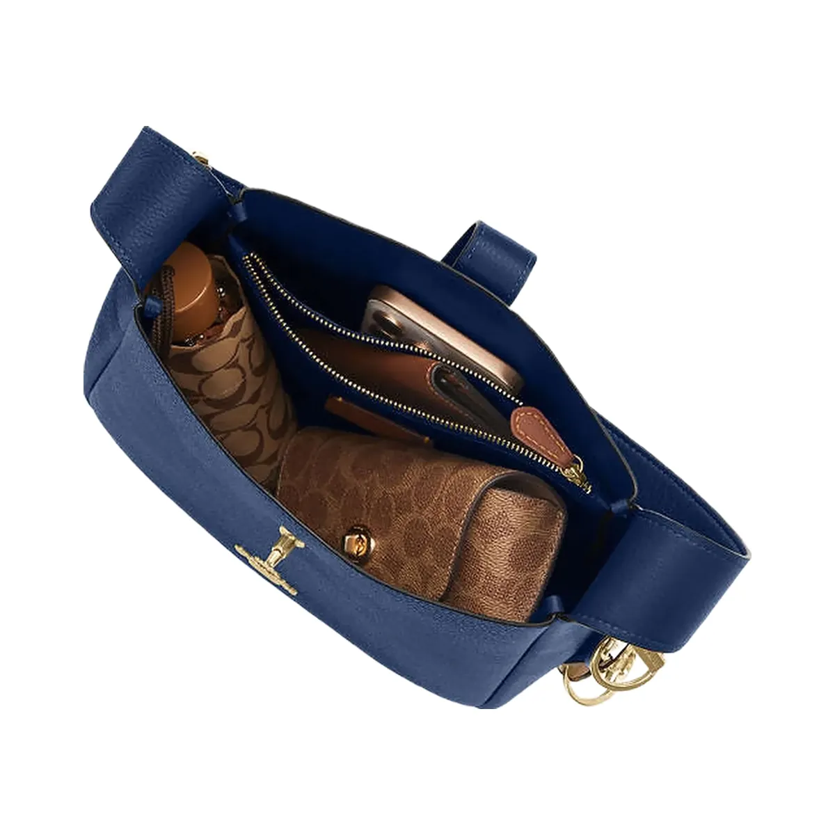 Coach Hadley Convertible Crossbody Bag Pebbled Leather-Gold-Deep Blue
