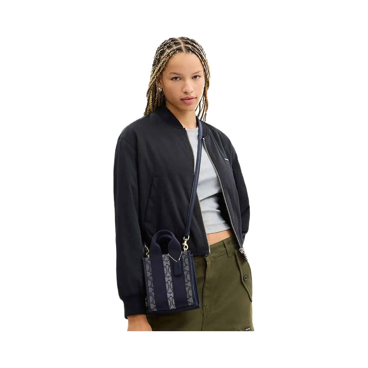 Coach Smith Mini Tote Bag In Signature Jacquard Signature Jacquard-Gold-Navy-Midnight Navy