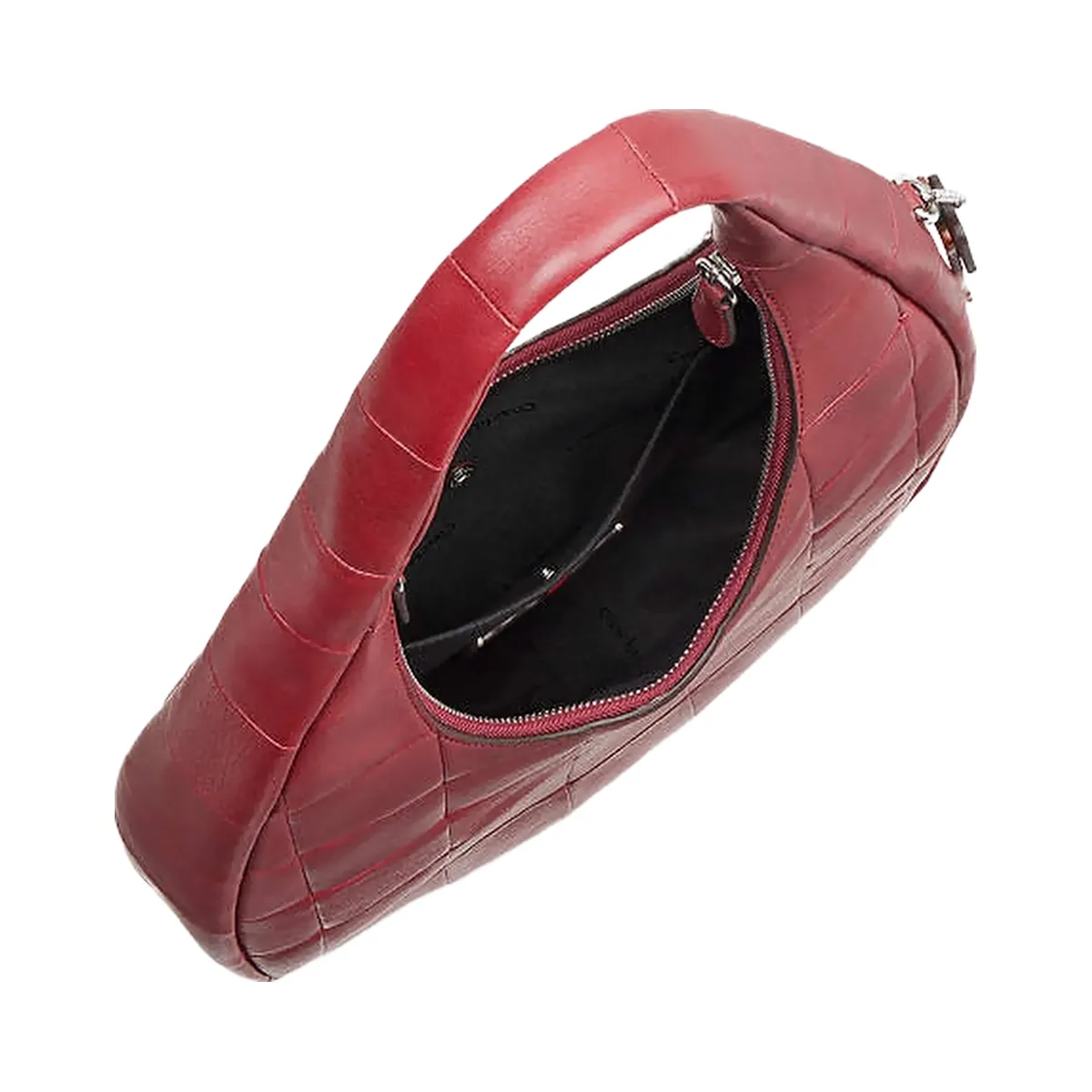 Coach Alter/Ego Crescent Shoulder Bag In Checkerboard Upcrafted Leather Dark Ruby