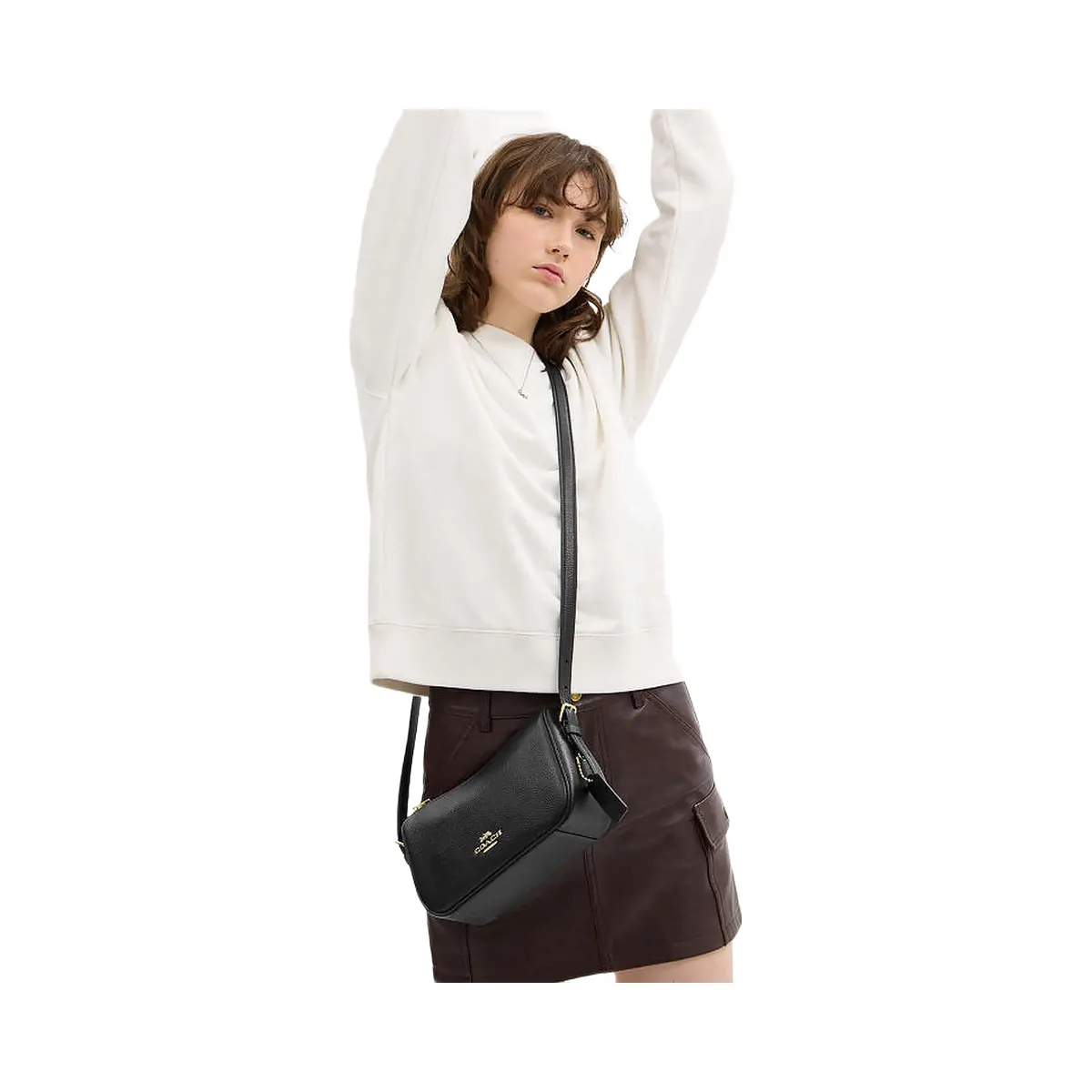 Coach Kailey Shoulder Bag Pebbled Leather-Gold-Black