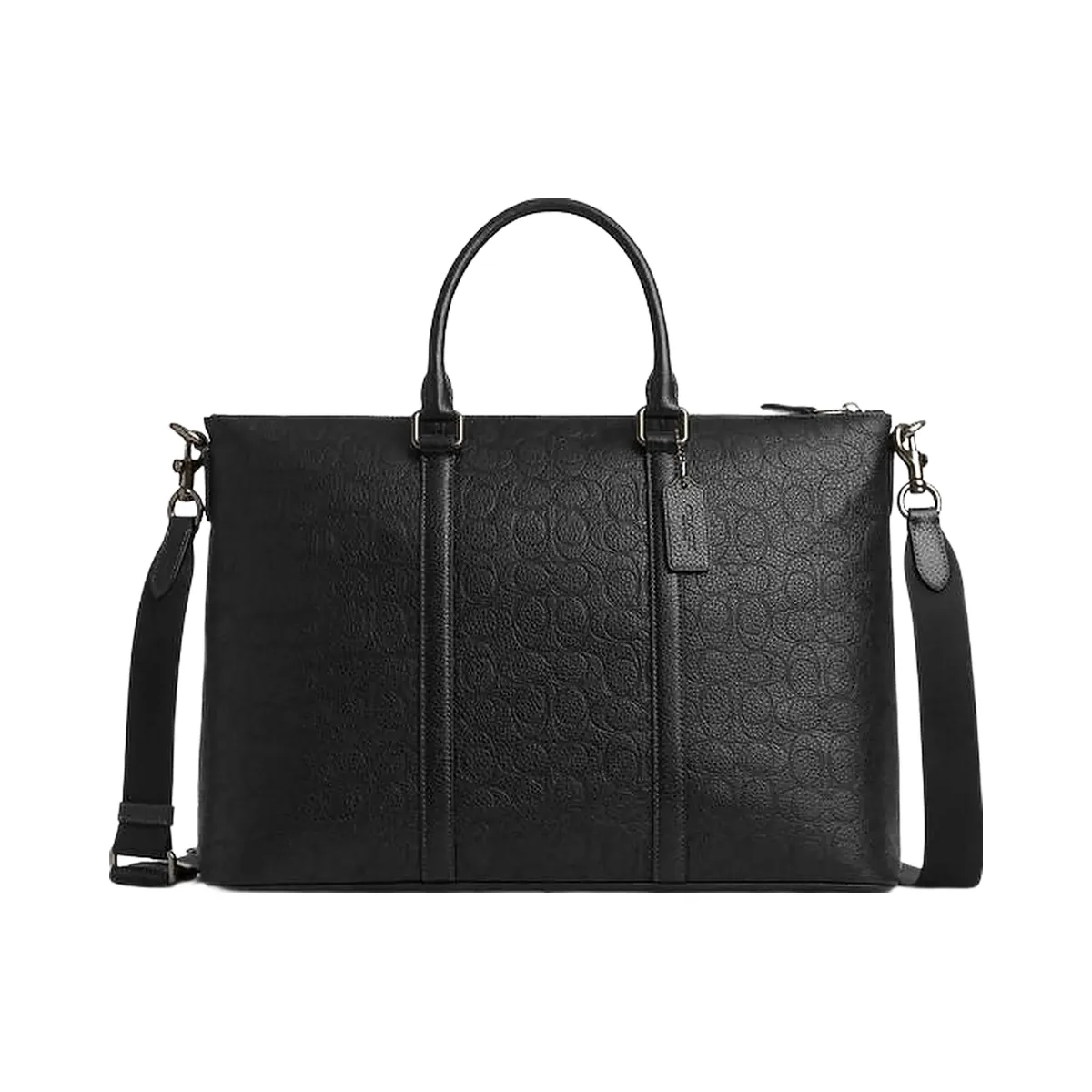 Coach Caleb Work Bag In Signature Leather Pebbled Leather-Gunmetal-Black