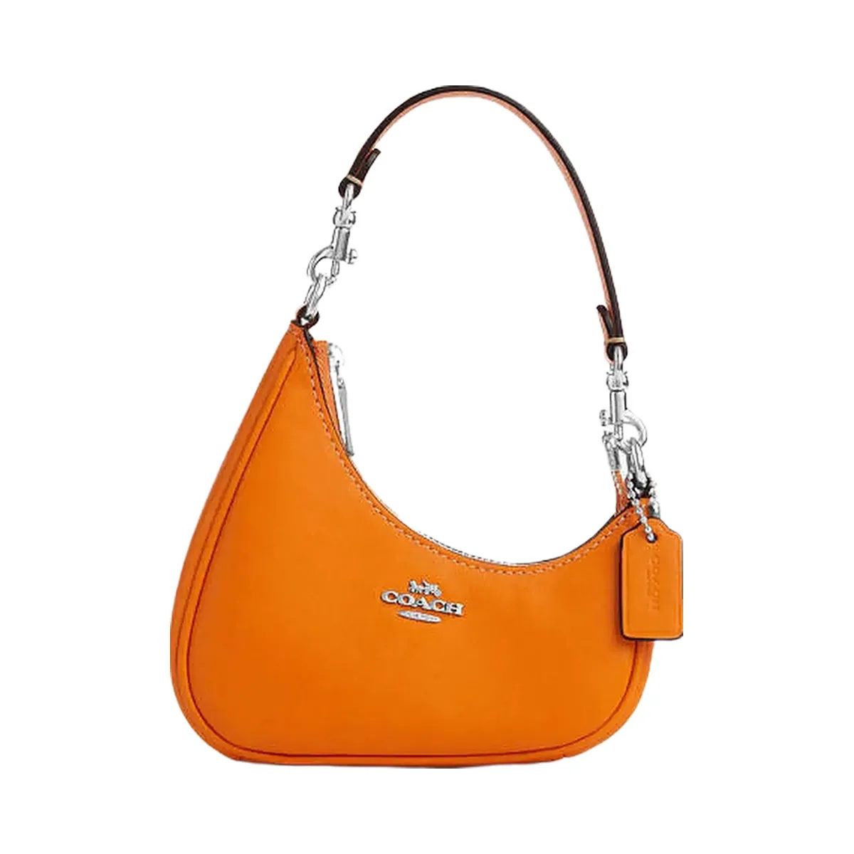 Coach Mini Twisted Teri Bag Charm Smooth Leather-Silver-Bright Mandarin