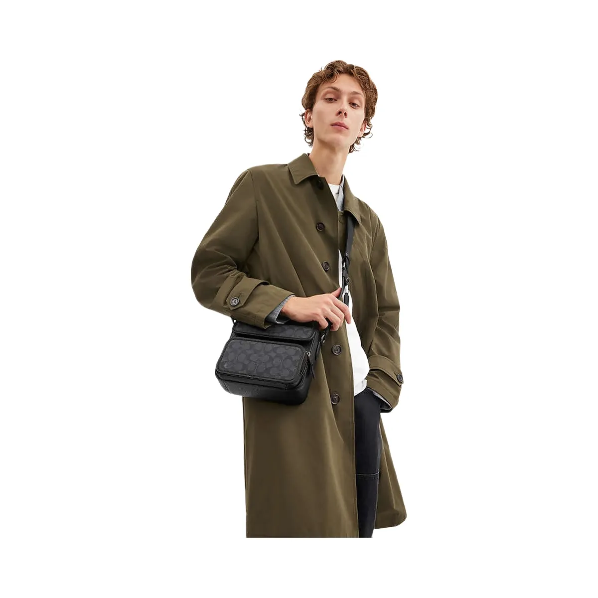 Coach Sullivan Flap Crossbody Bag In Signature Canvas Signature Canvas-Gunmetal-Charcoal-Black