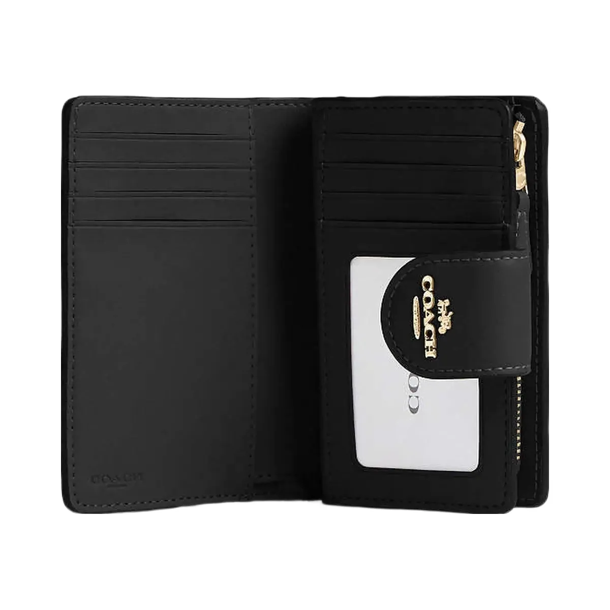 Coach Medium Corner Zip Wallet In Signature Canvas Signature Canvas-Gold-Tan-Black
