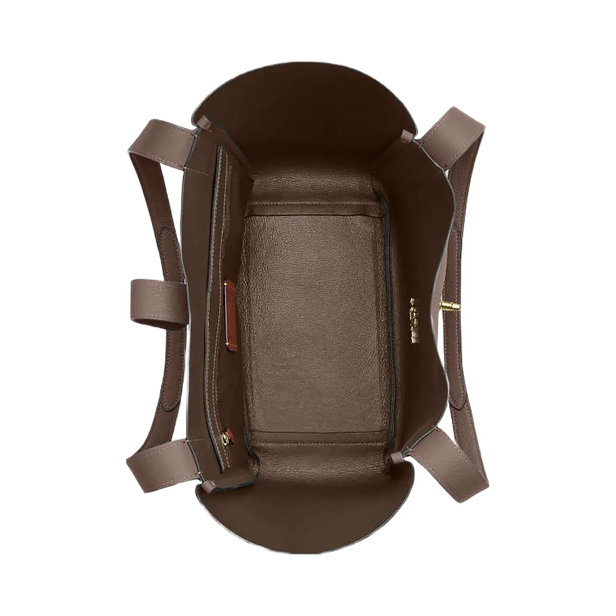 Coach Hadley Turnlock Tote Bag Pebbled Leather-Gold-Dark Stone