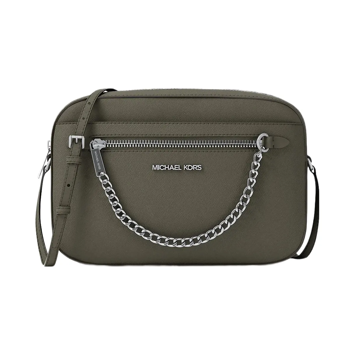 Michael Kors Jet Set Large Saffiano Leather Crossbody Bag Olive