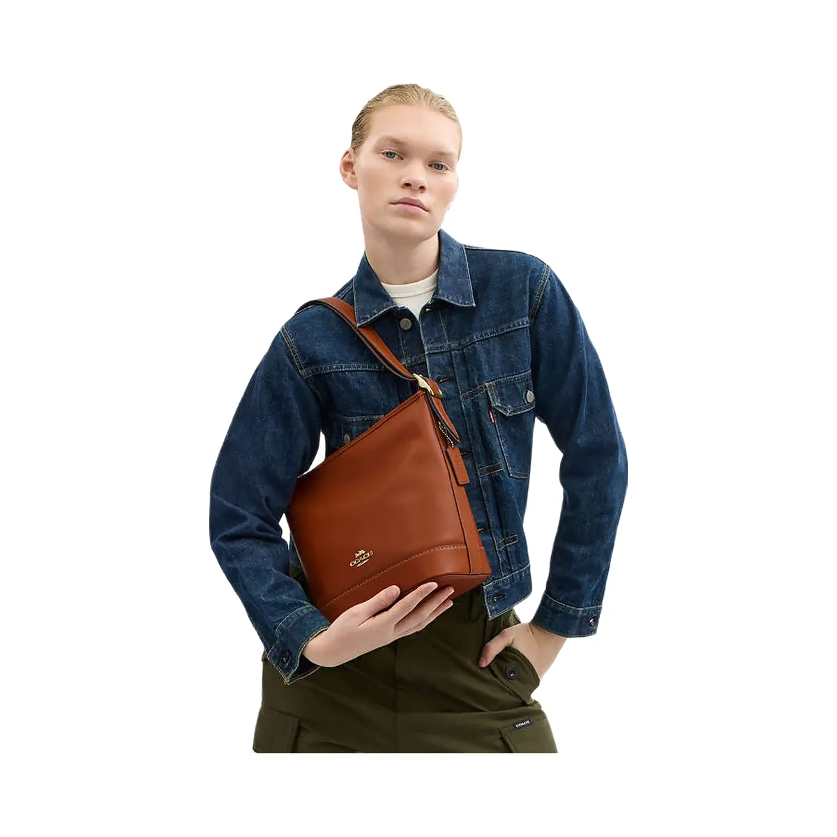 Coach Jude Duffle Bag Smooth Leather-Gold-Tan