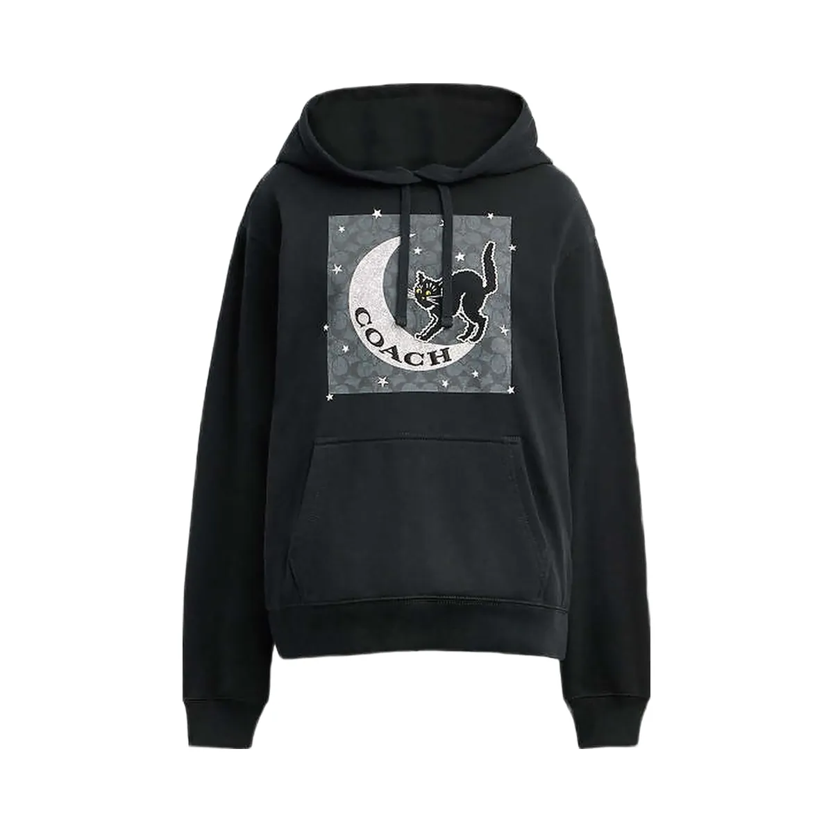 Coach Halloween Black Cat Moon Signature Square Hoodie Black