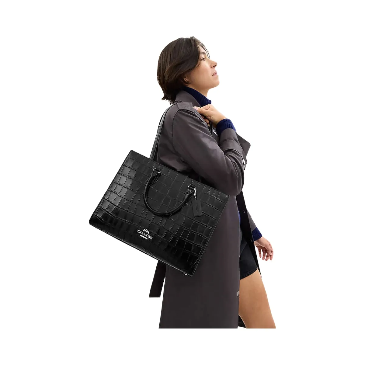 Coach Maggie Tote Bag Silver-Black