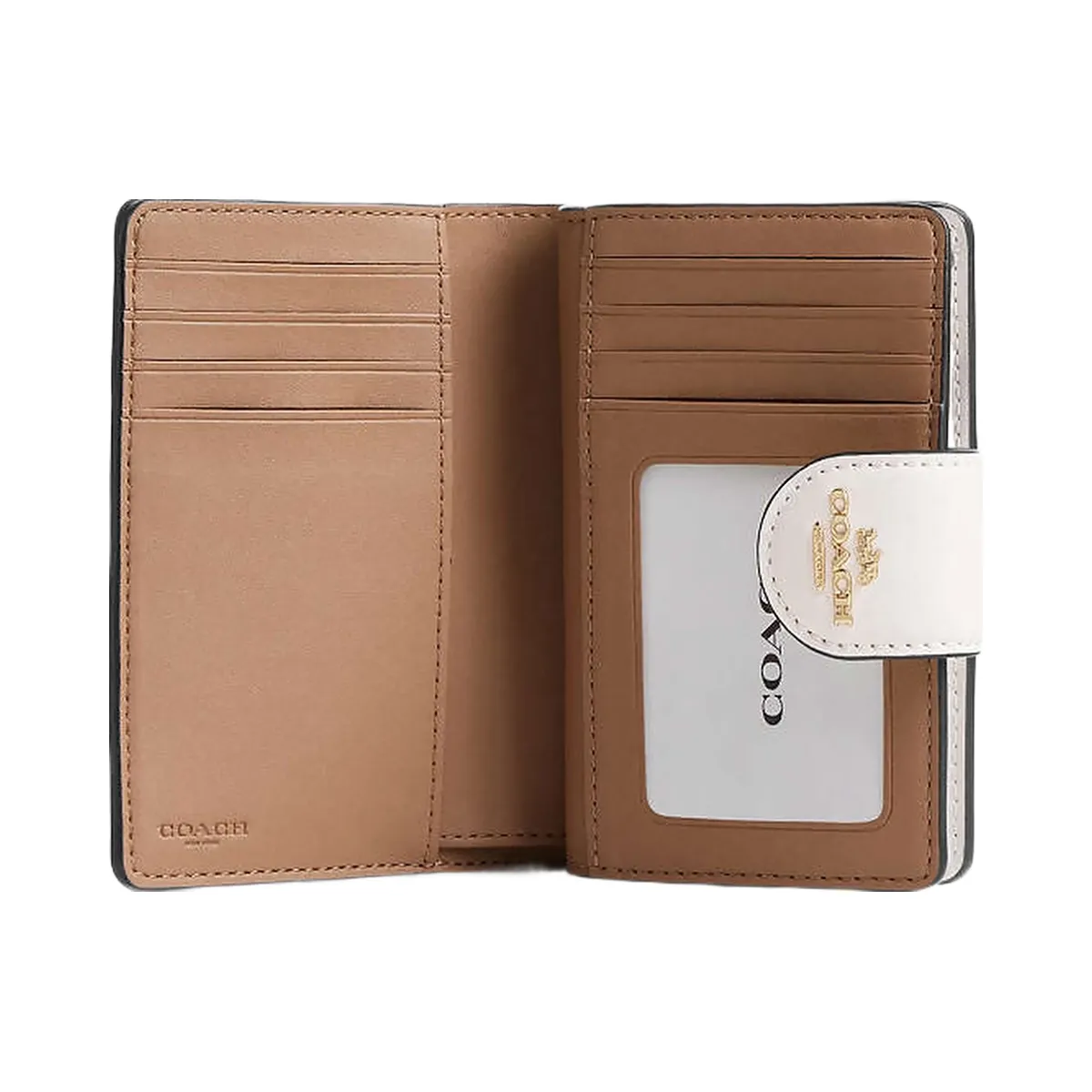 Coach Medium Corner Zip Wallet In Signature Canvas Signature Canvas-Gold-Sand-Chalk