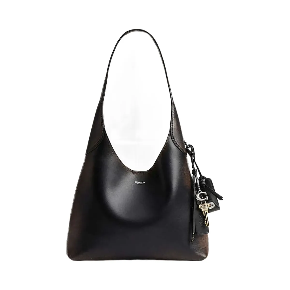 Coach Brooklyn Shoulder Bag 28 In Loved Leather Loved Leather-Silver-Black Brown
