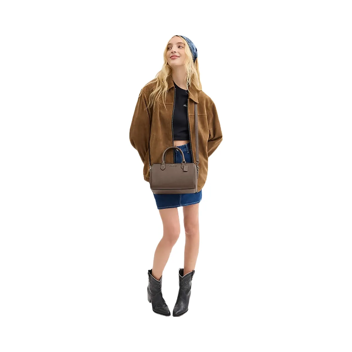 Coach Rowan Satchel Bag Pebbled Leather-Qb-Dark Stone