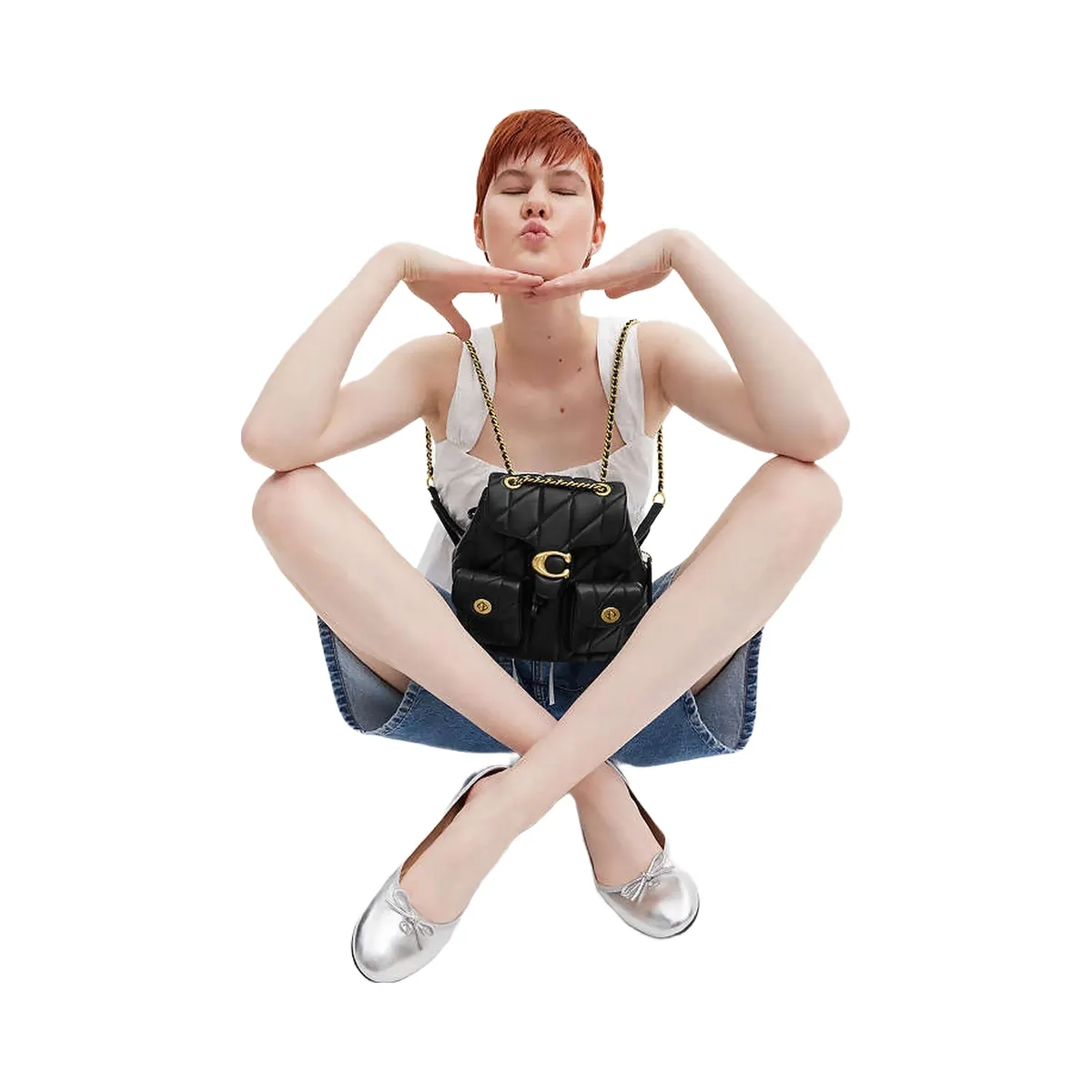 Coach Tabby Backpack With Pillow Quilting Nappa Leather-Brass-Black
