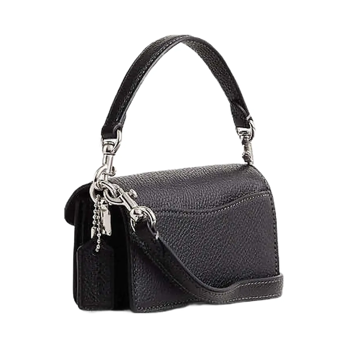 Coach Tabby Bag 12 Polished Pebble Leather-Silver-Black