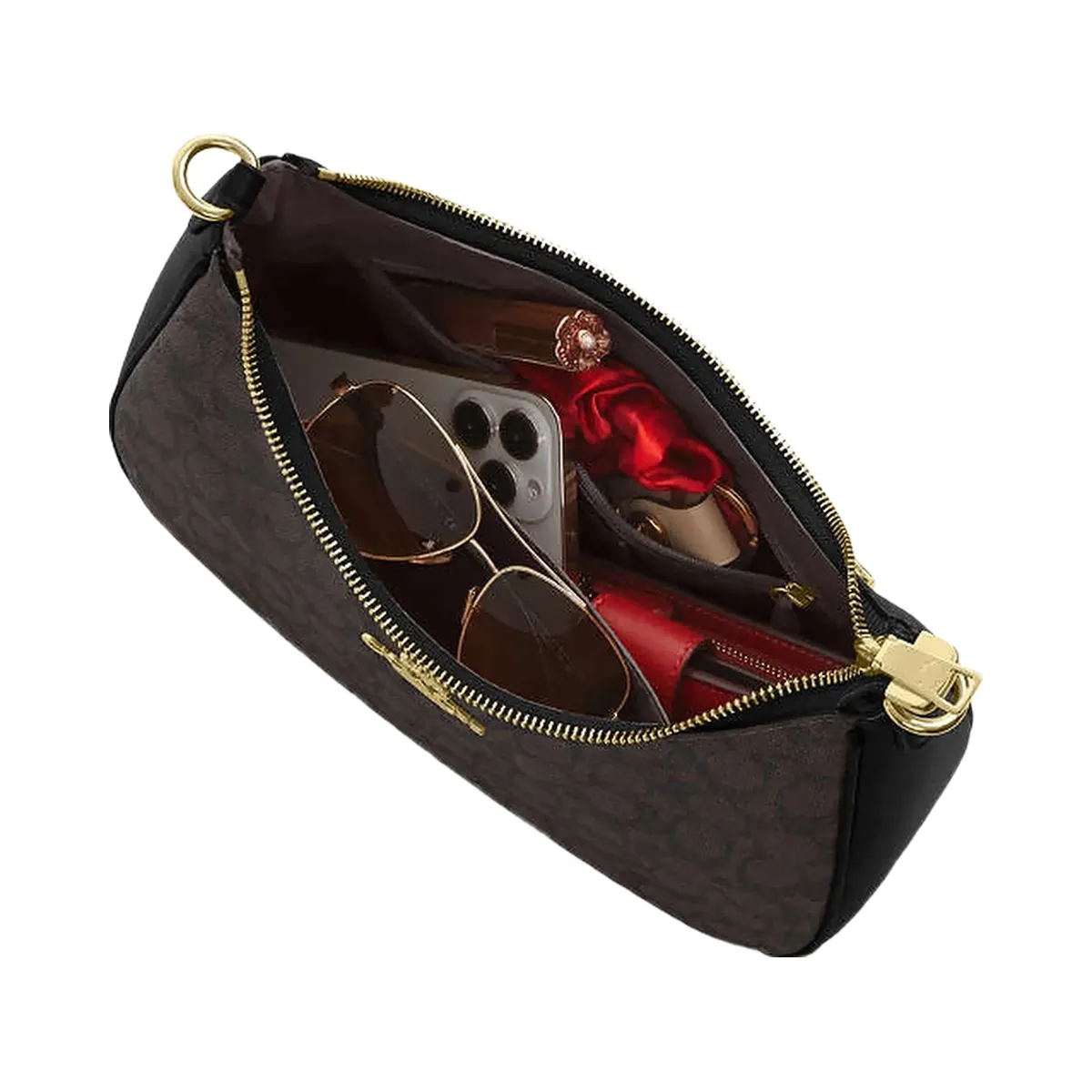 Coach Teri Hobo Bag In Signature Canvas Signature Canvas-Gold-Walnut-Black