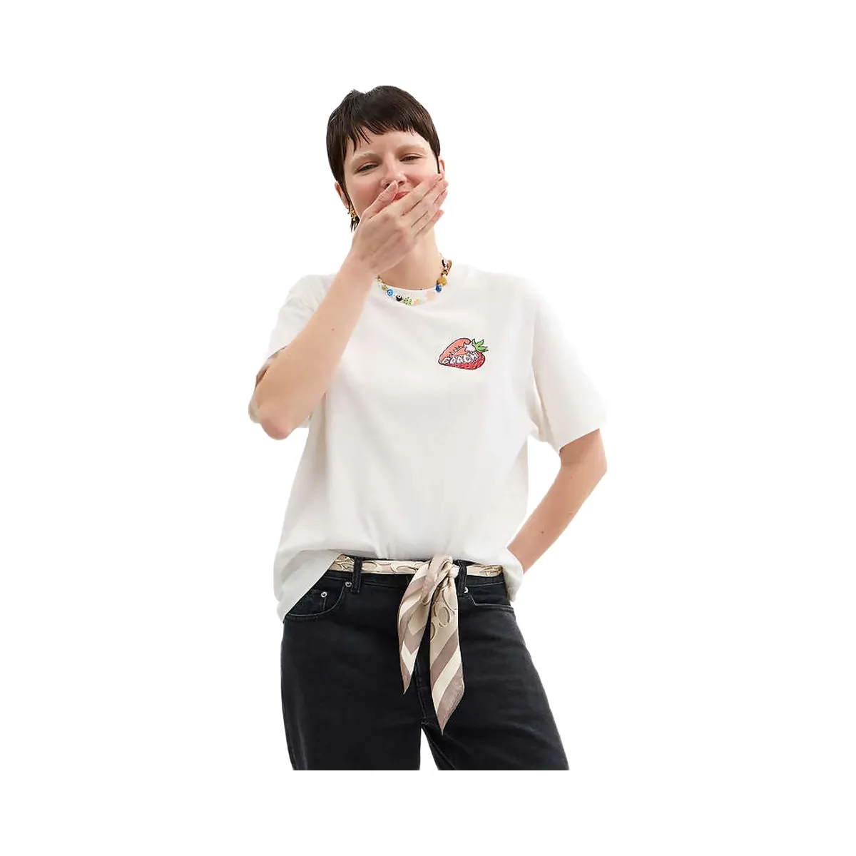 Coach Signature Print Silk Square Scarf Bone