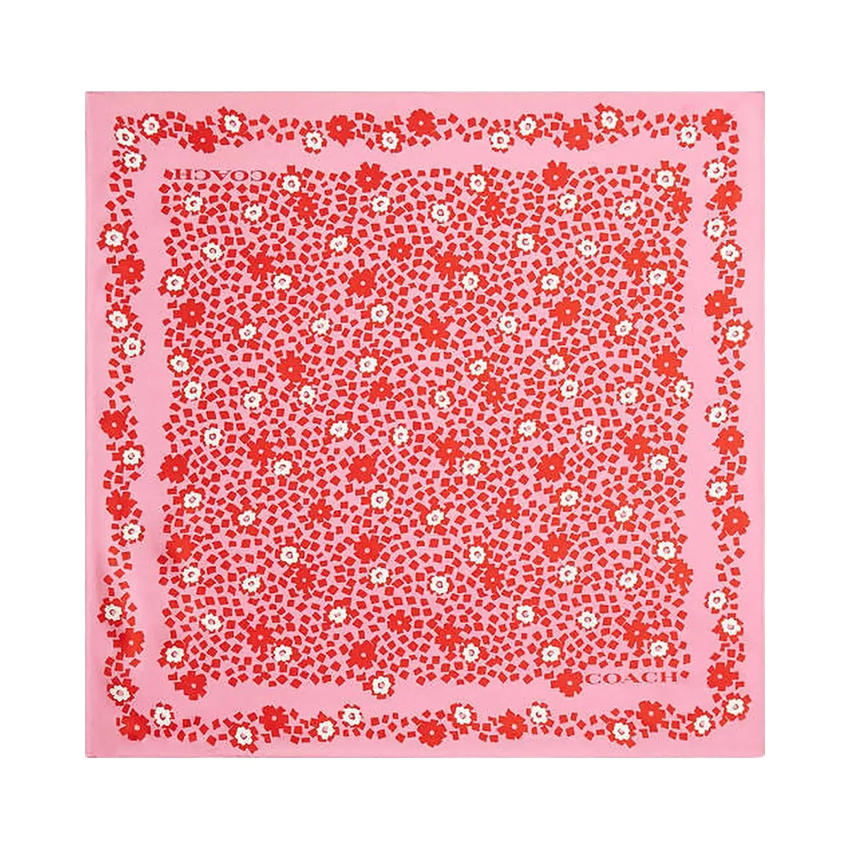 Coach Country Club Floral Print Silk Bandana Pink-Red