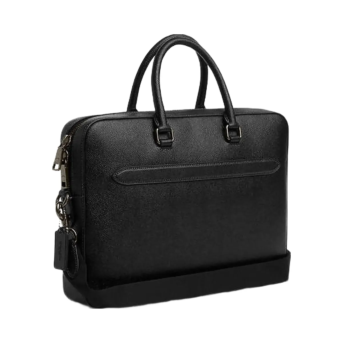Coach Ethan Slim Brief Crossgrain Leather-Gunmetal-Black