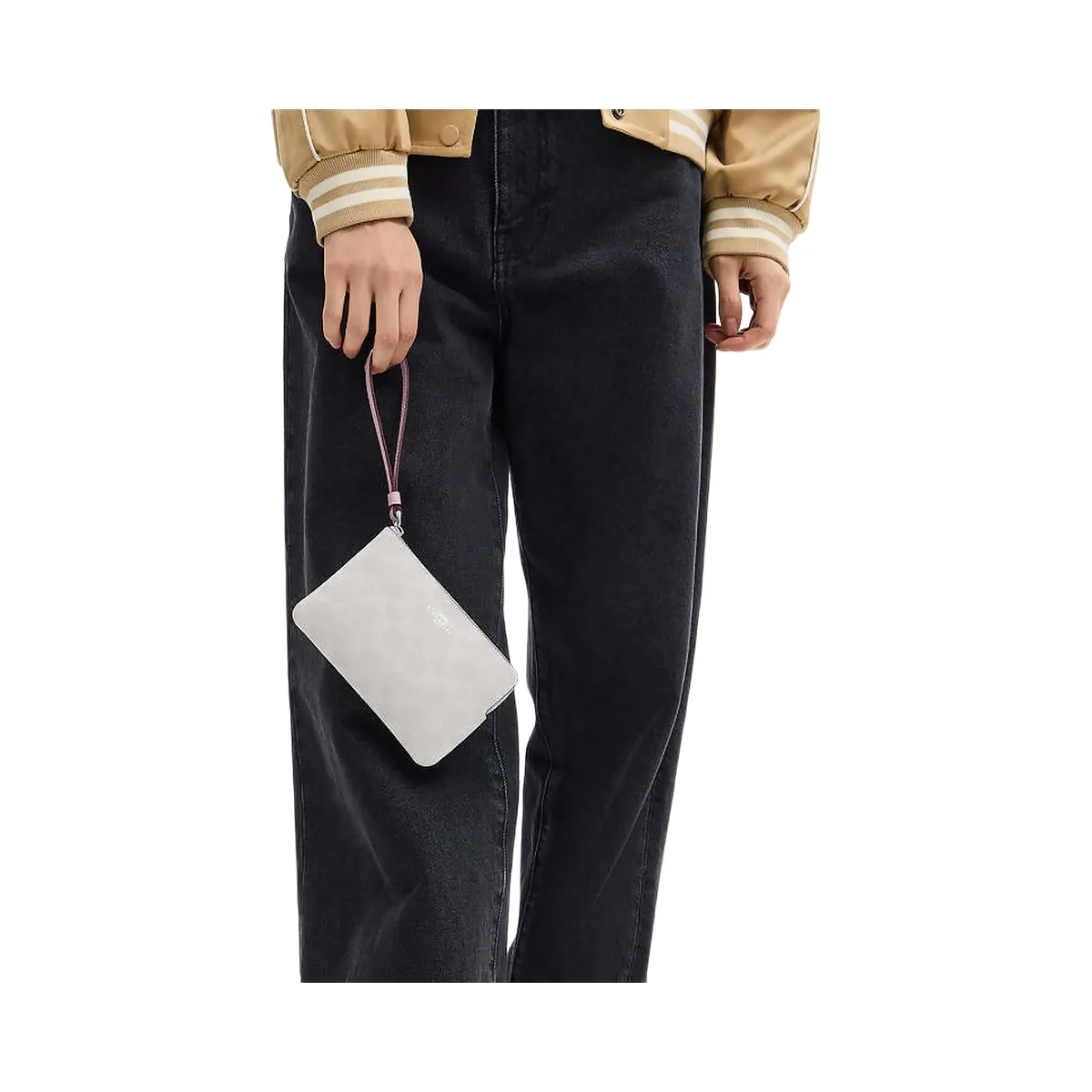 Coach Corner Zip Wristlet In Signature Canvas Signature Canvas-Sv-Chalk-Carnation