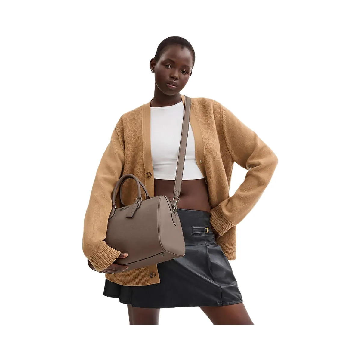 Coach Rowan Large Satchel Bag Pebbled Leather-Qb-Dark Stone