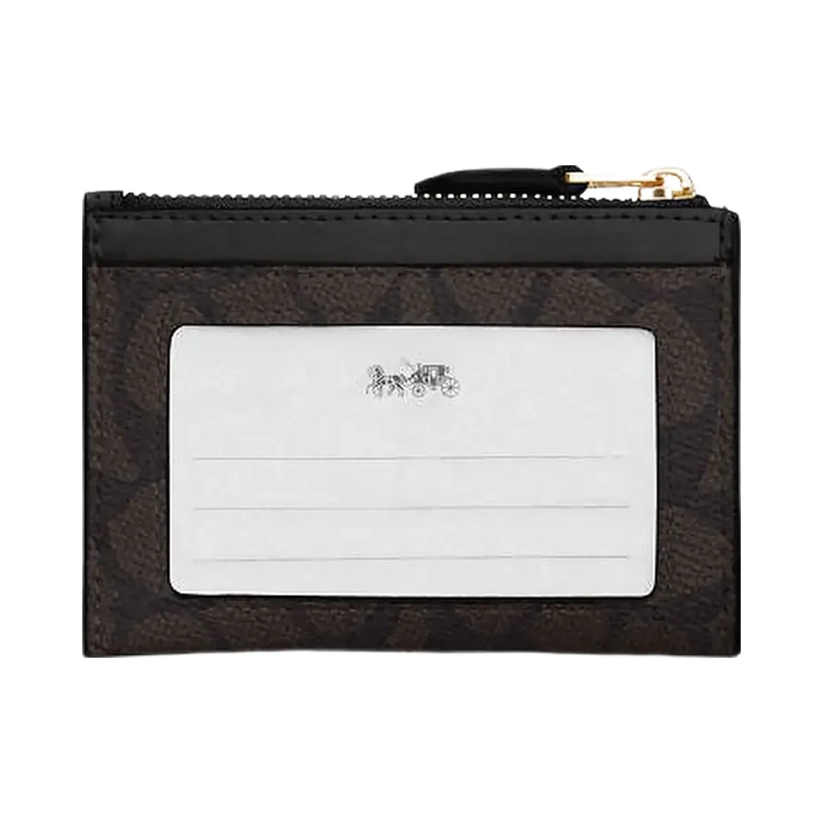 Coach Mini Skinny Id Case In Signature Canvas Signature Canvas-Gold-Walnut-Black