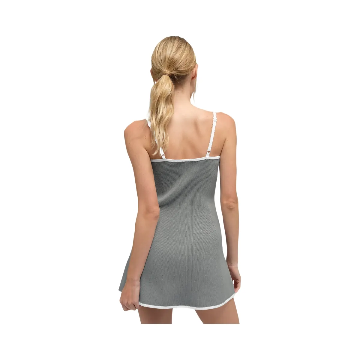 alo grey dress Alo Women's Ribbed Sweater Knit Highline Dress - Lunar Grey/White Price in  India