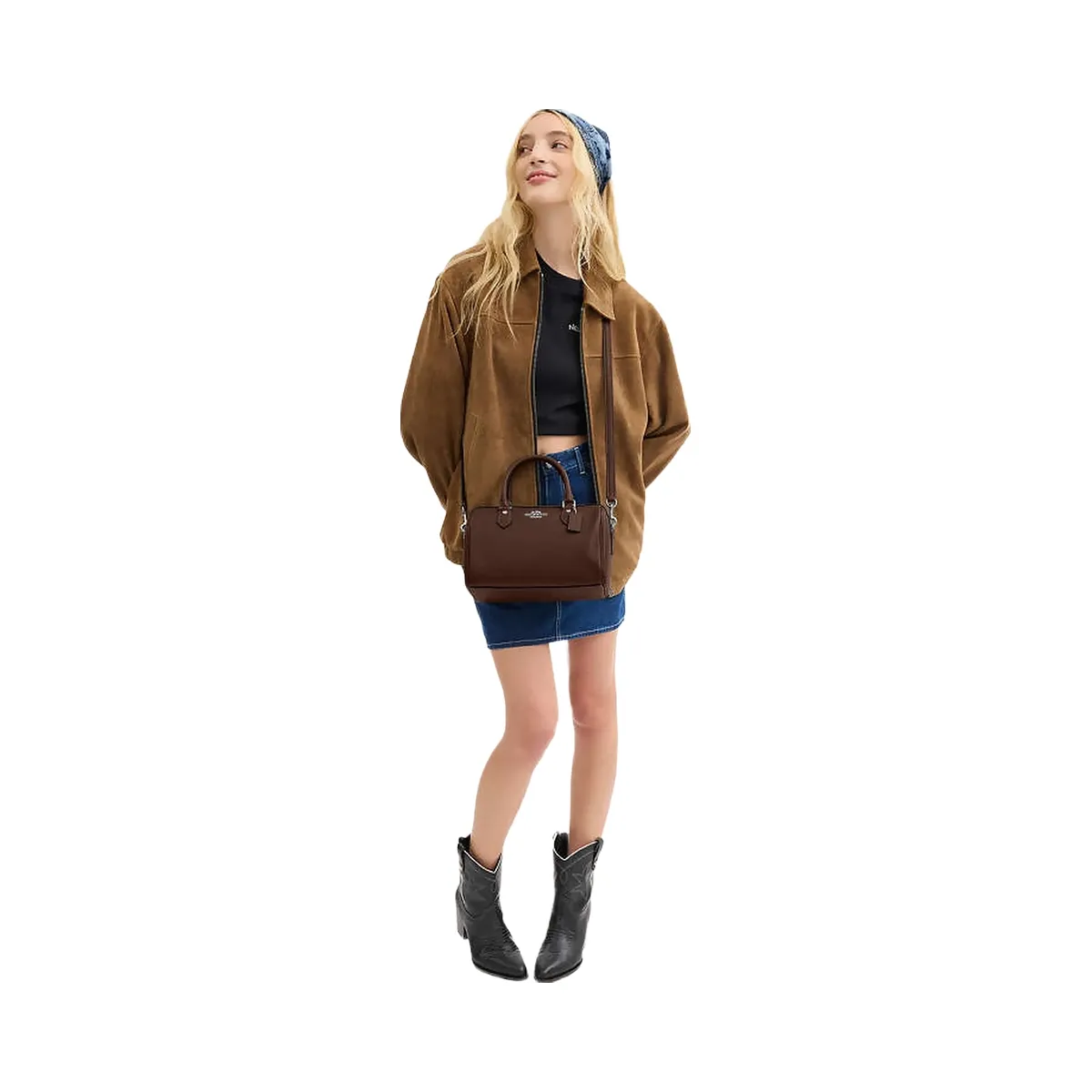 Coach Rowan Satchel Bag Pebbled Leather-Silver-Maple