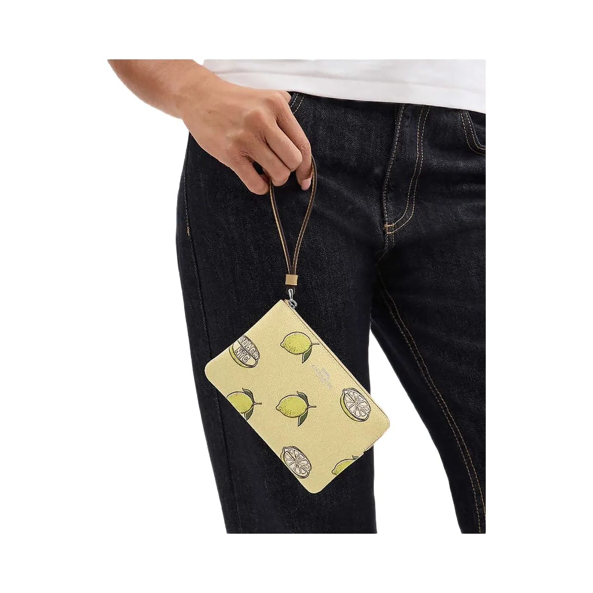 Coach Corner Zip Wristlet With Lemon Print Sv-Garden Glade Multi