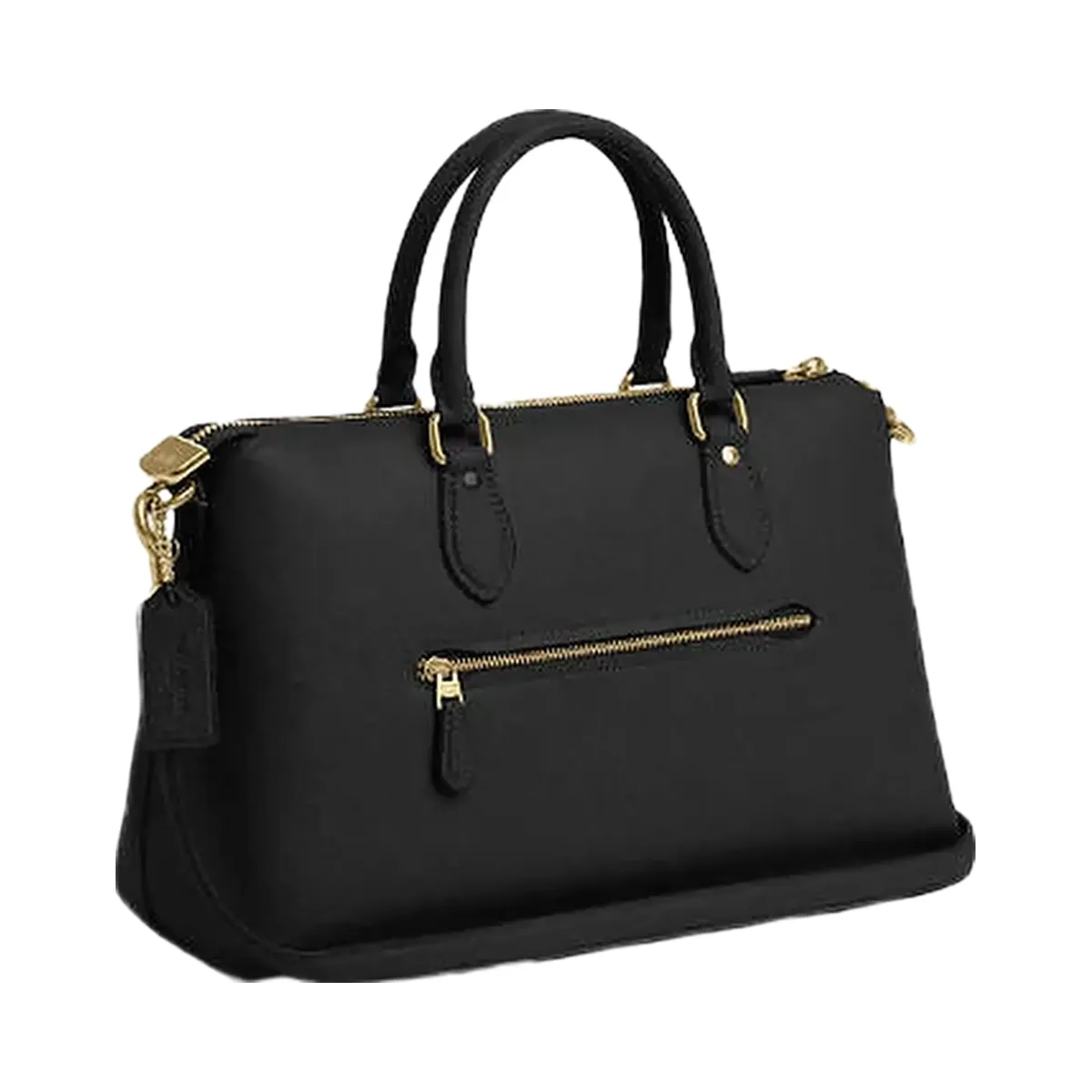 Coach Large Corner Zip Wristlet Crossgrain Leather-Gold-Black