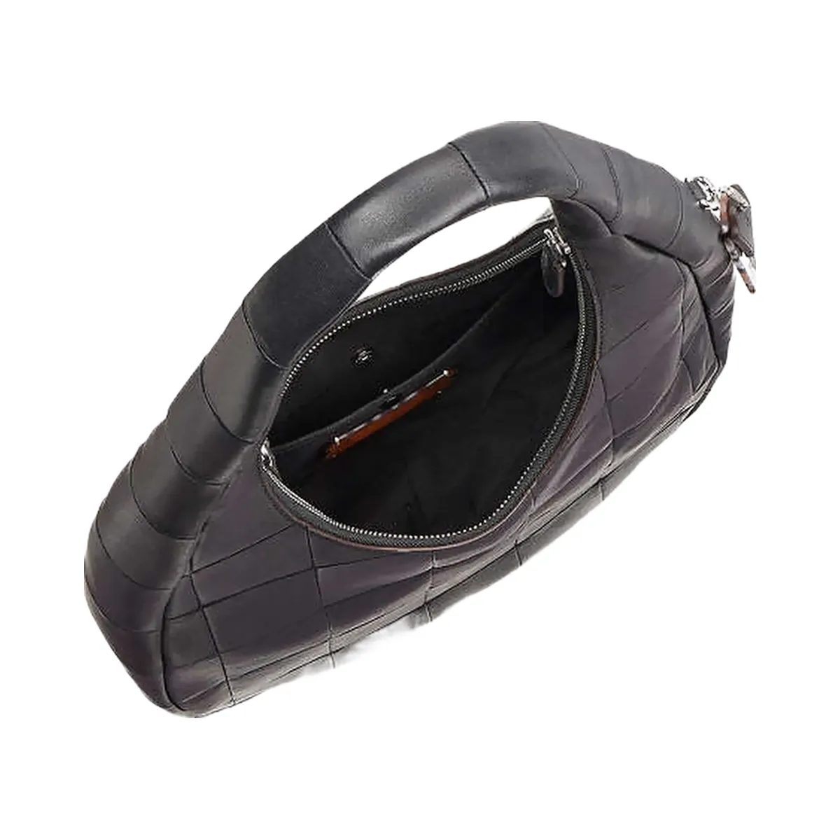 Coach Alter/Ego Crescent Shoulder Bag In Checkerboard Upcrafted Leather Black