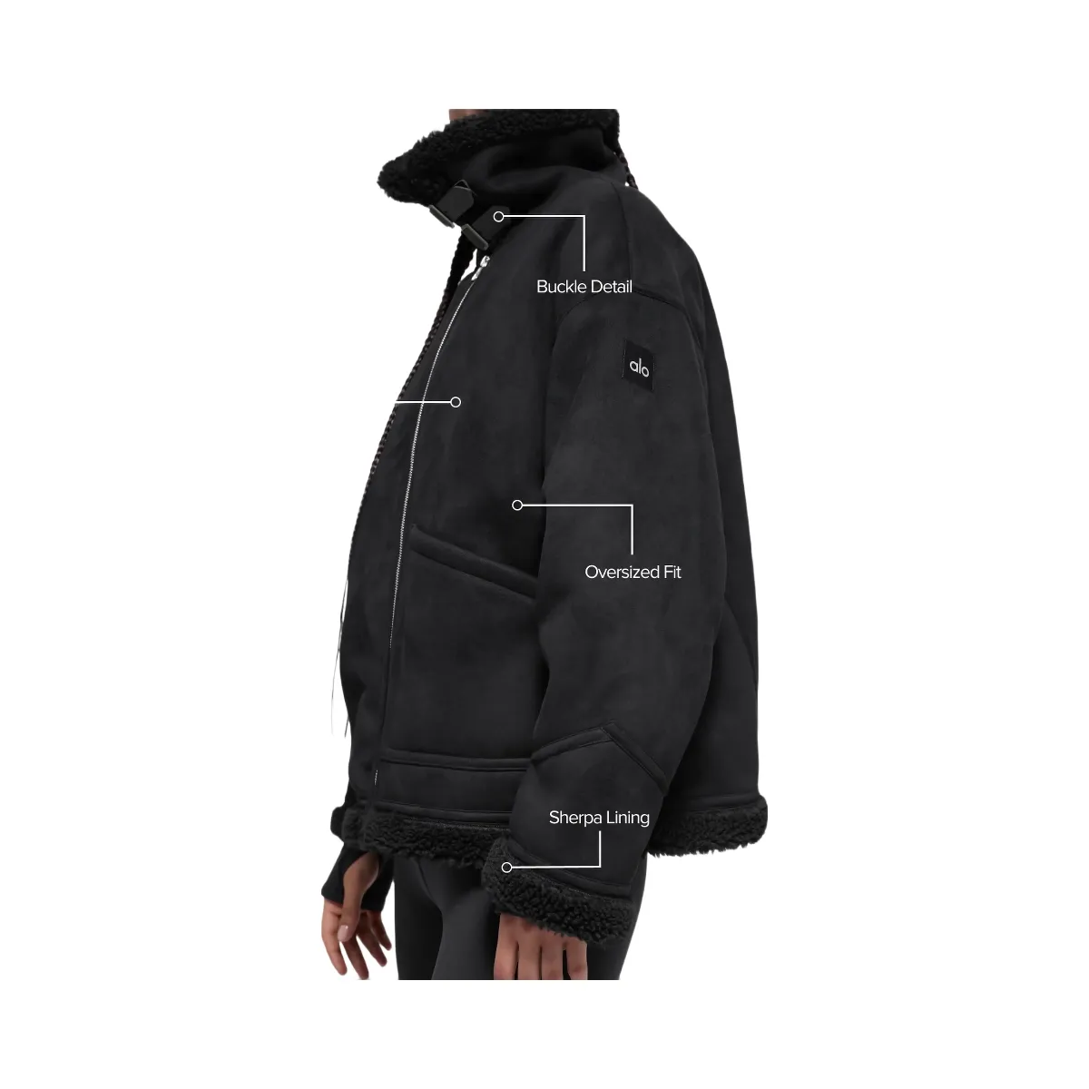 Alo Women's Faux Shearling Grand Jacket - Black | Hype Fly India