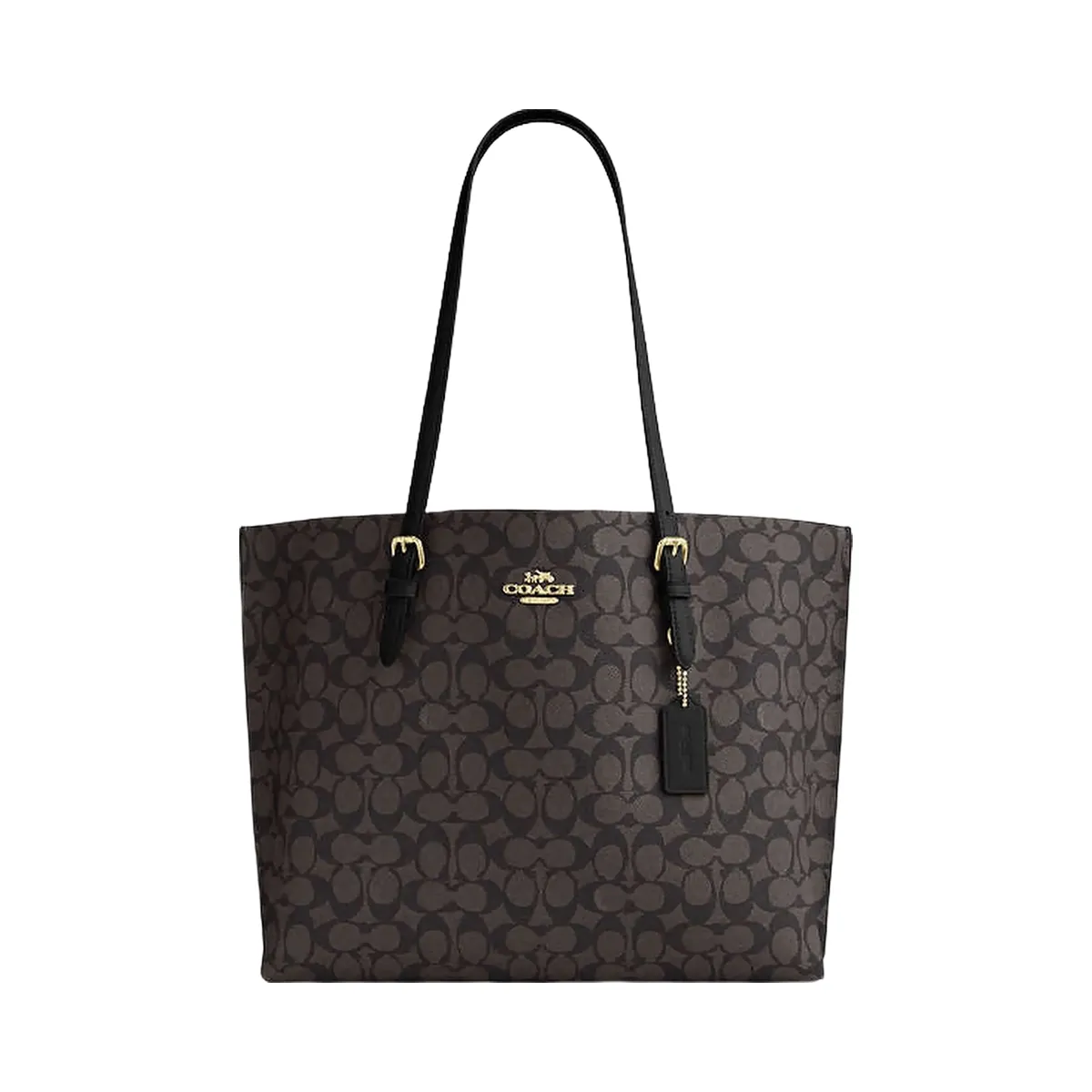 Coach Mollie Tote Bag In Signature Canvas Signature Canvas-Gold-Walnut-Black