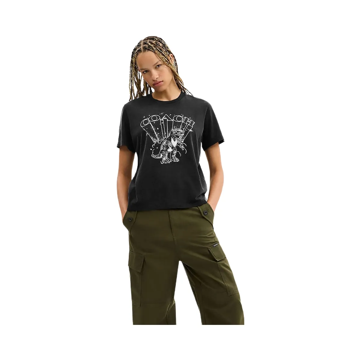 Coach Playful Rexy Classic T-Shirt In Organic Cotton Washed Black
