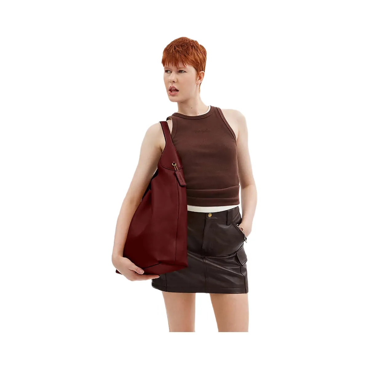 Coach Brooklyn Shoulder Bag 39 Smooth Leather-Brass-Dark Ruby