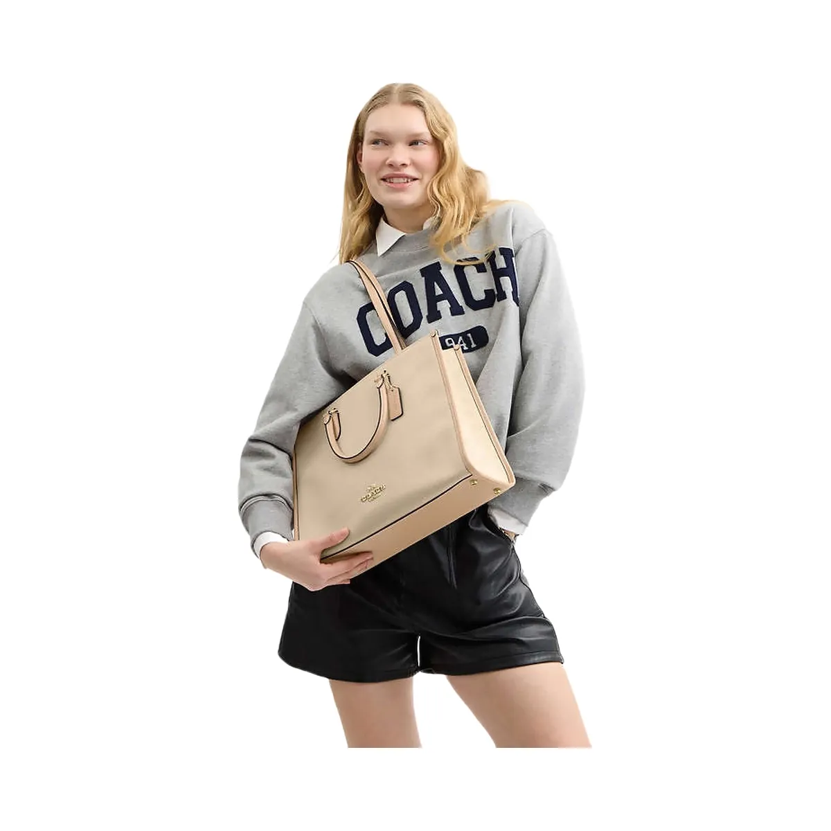 Coach Maggie Tote Bag In Colorblock Im-Dark Natural Multi